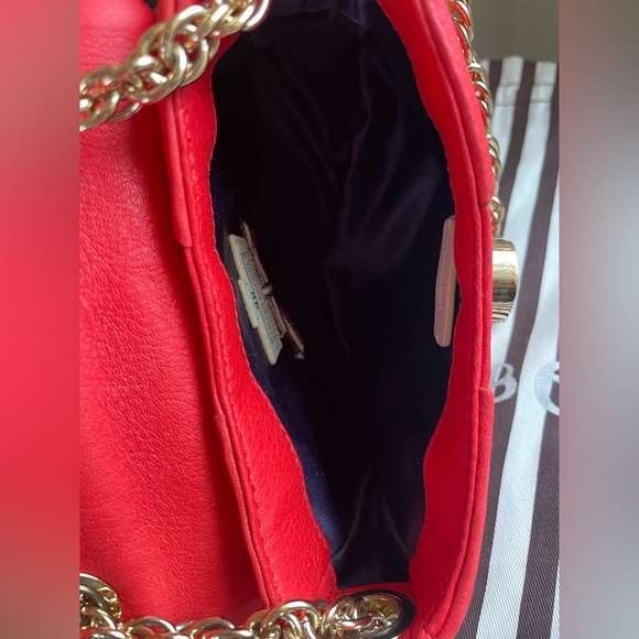 Henri Bendel Pebbled Leather Bag Gold Chain Shoulder Crossbody Bag - Picture 15 of 17